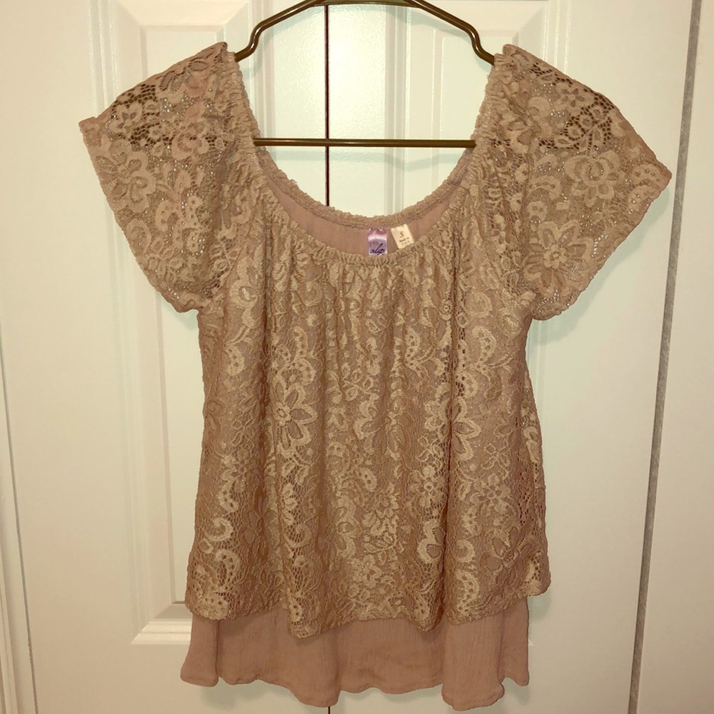 Lacy tan halter top